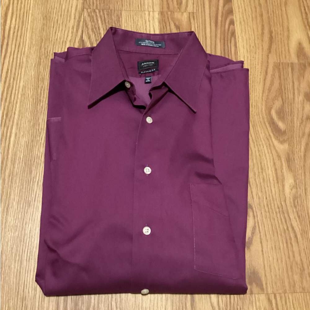 Men’s brand arrow classic fit dress shirt 16/32/34 long sleeve color purple